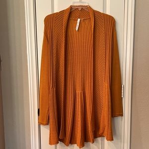 NY Collection-Ribbed Open Front Cardigan Sweater Women's-Regular L -Yellow Color